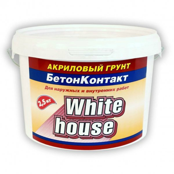 Акриловый грунт White House БетонКонтакт, для наружных и внутренних работ, 2,5 кг