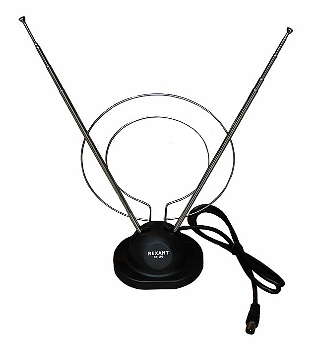 Антенна комнатная RX-100 телескопическая на подставке с кольцом VHF, UHF, 47-860 MHz REXANT