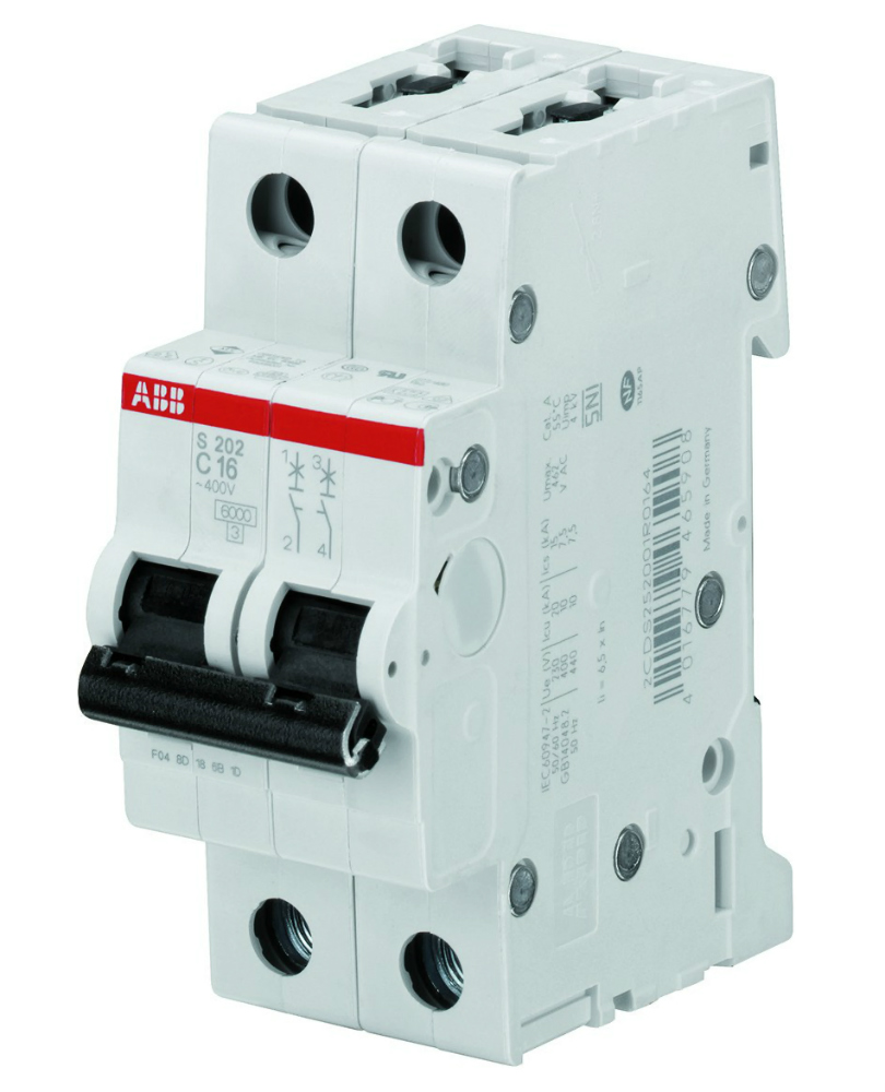 Автоматический выключатель ABB S202 C20, 2P (20А; 6kA), 2CDS252001R0204