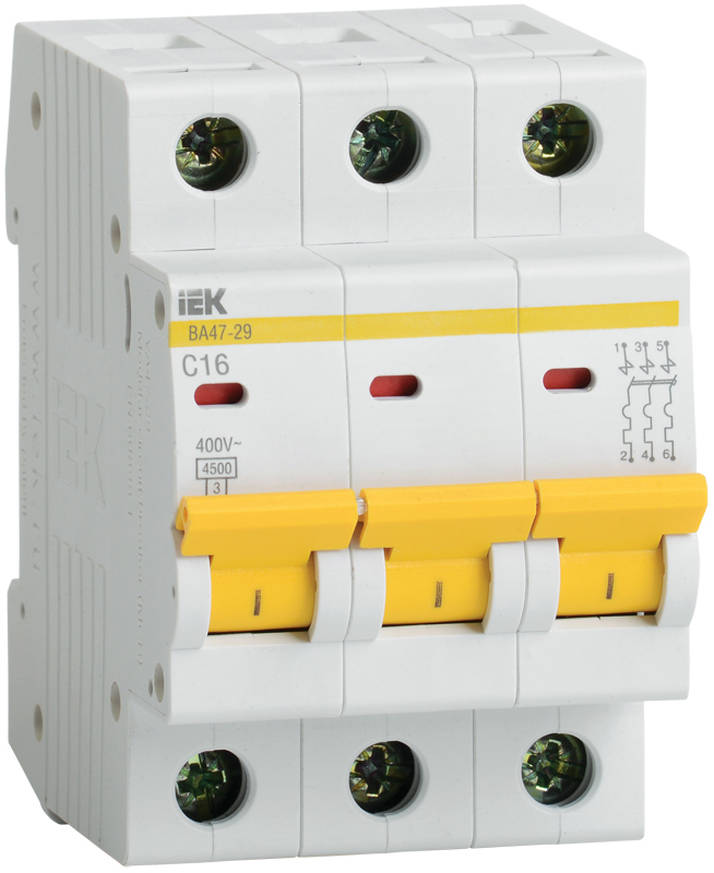 Автоматический выключатель IEK ВА47-29, 3P (40А; 4,5kA), MVA20-3-040-C
