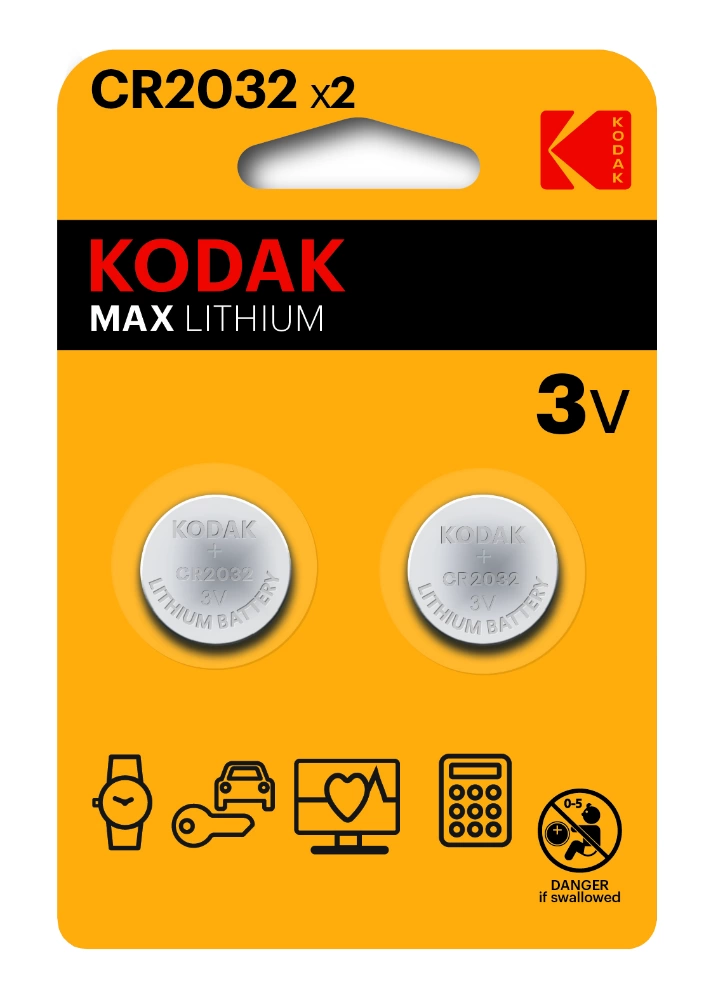 Батарейка литиевая KODAK CR2032 BL2, 3V (2 шт)