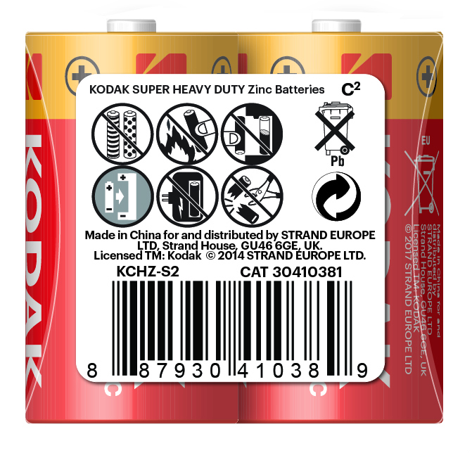 Батарейка солевая KODAK R14-2S EXTRA HEAVY DUTY / C, 1,5V (1 шт)