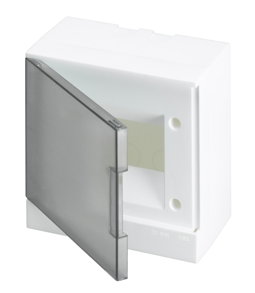 Бокс настенный ABB Basic E 6М серая прозрачная дверь (c клеммами)