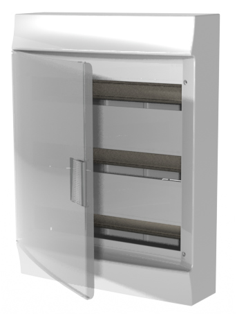 Бокс настенный ABB Mistral41 (IP41) 54М, 3 ряда, прозрачная дверь с клеммным блоком