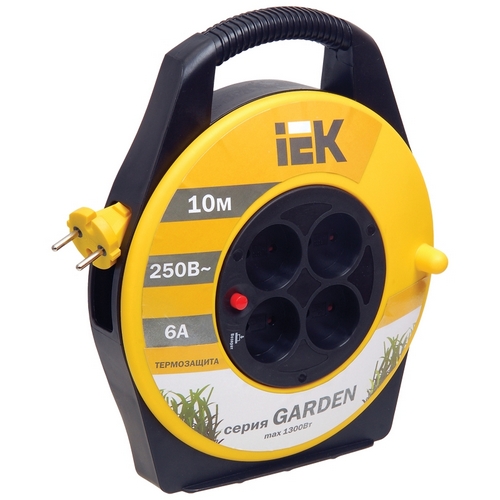 Катушка УК10 с термозащитой 4 гнезда 2Р/10м 2х0,75 мм2 IP20 "Garden" ИЭК