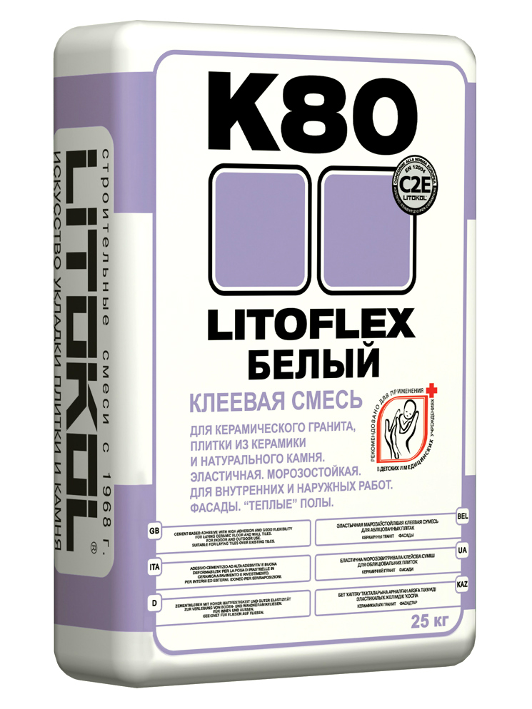 Клеевая смесь LitoFlex - K80 белый 25 кг