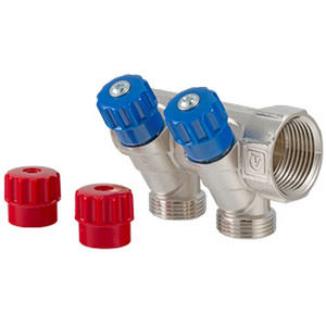 Коллектор с регулирующими вентилями, 3/4"х2 вых. 1/2" нар. VALTEC VTc.560.N.0502