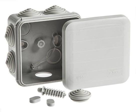 Коробка распаячная для открытой проводки Тусо RUVinil (IP55) 67041, 85х85х50 мм