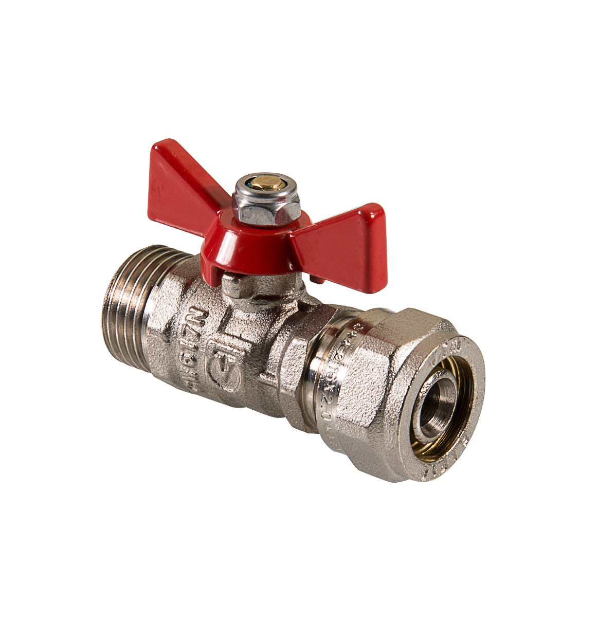 Кран шар. под обжим, рукоятка бабочка 16х1/2 нар. VALTEC VT.341.N.1604