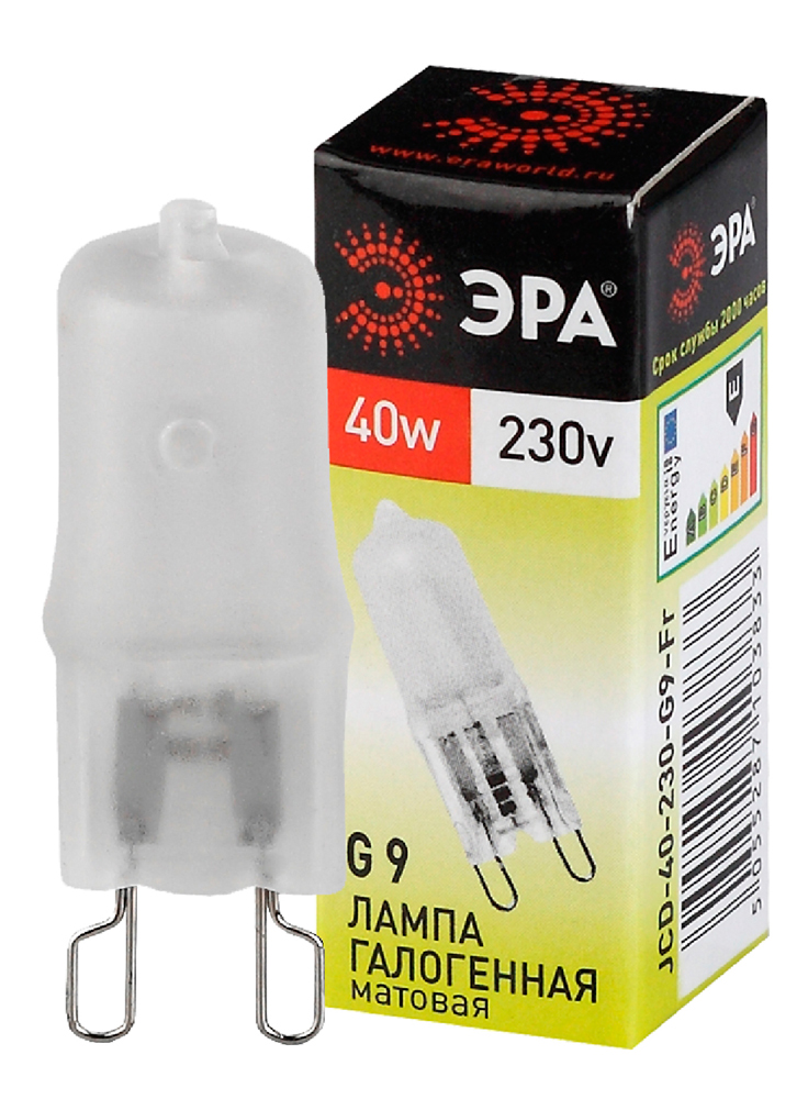 Лампа галогенная ЭРА G9-JCD-40W-230V-FR 600lm 3000К, C0027368