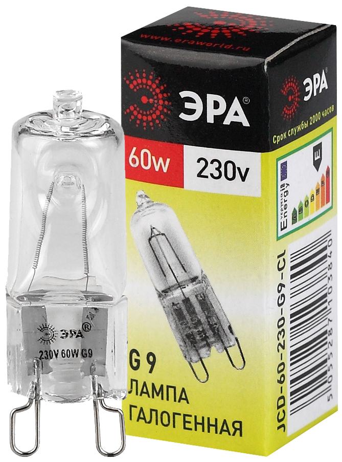 Лампа галогенная ЭРА G9-JCD-60W-230V-CL 960lm 3000К, C0027370