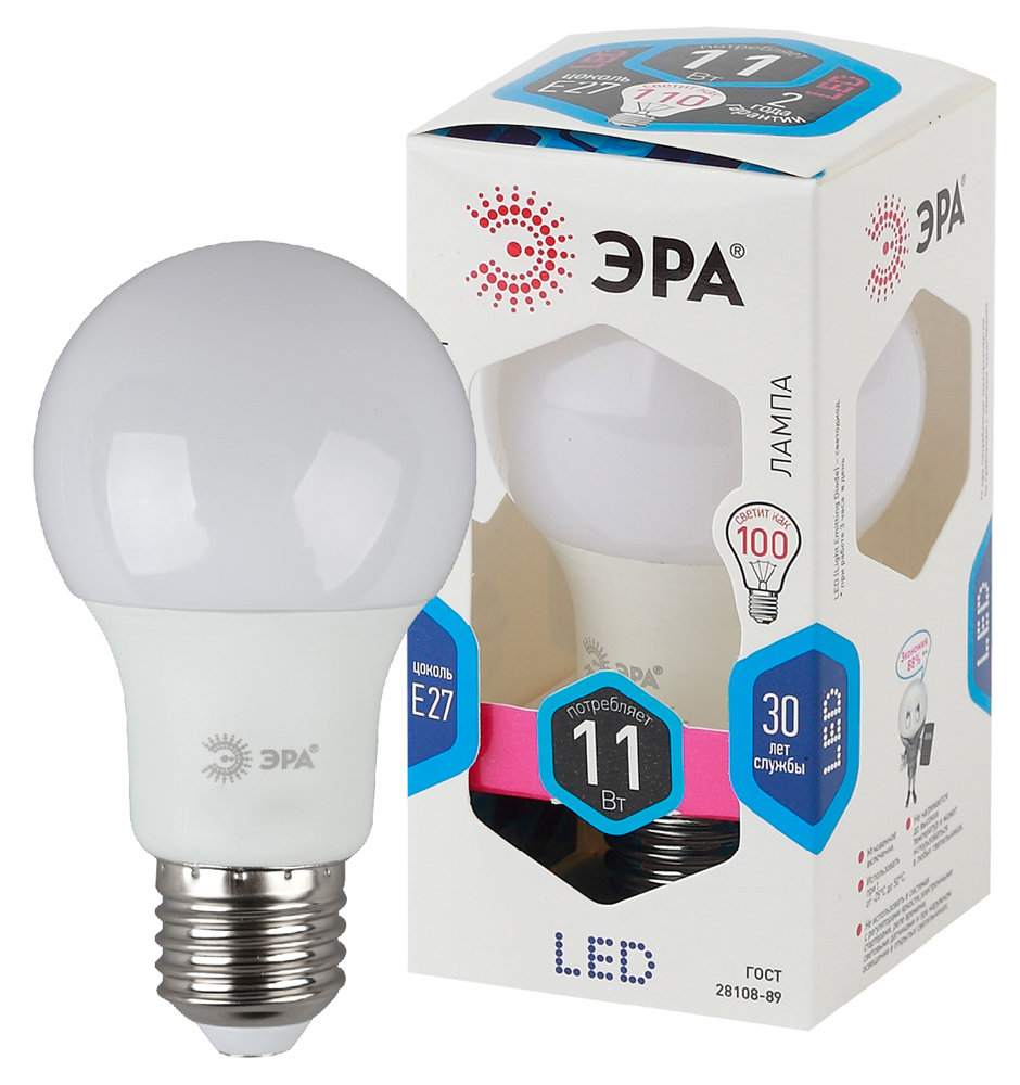 Лампа светодиодная ЭРА LED ЛОН smd A60-11W-840-E27 880lm 4000К, Б0029821