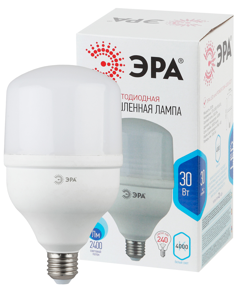 Лампа светодиодная ЭРА LED POWER smd T100-30W-4000-E27 2400lm 4000К, Б0027003
