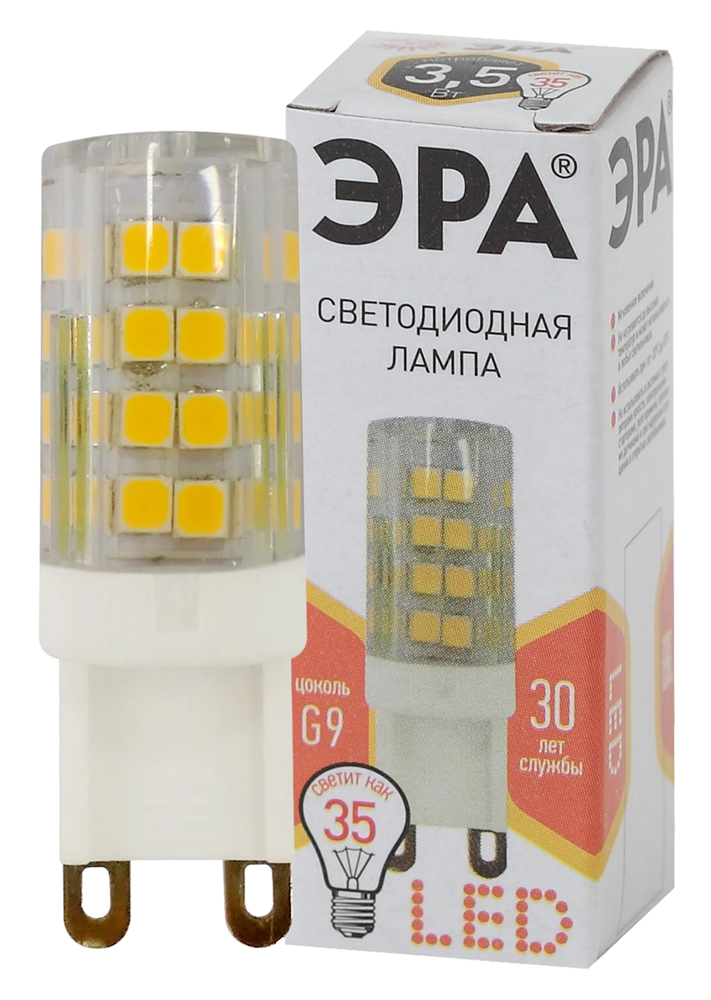 Лампа светодиодная капсульная ЭРА LED smd JCD-3,5W-CER-827-G9 280lm 2700К, Б0027861