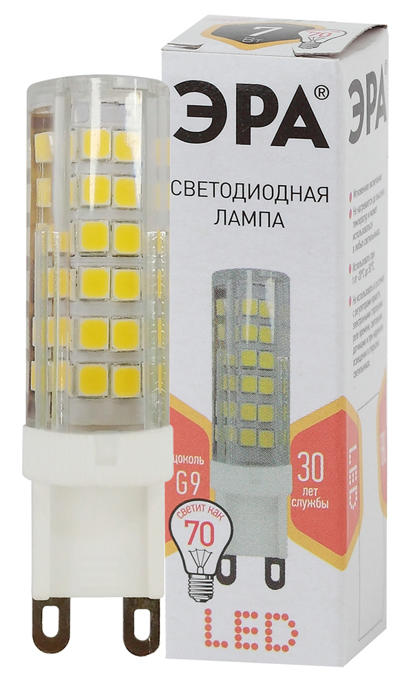 Лампа светодиодная капсульная ЭРА LED smd JCD-7W-CER-827-G9 560lm 2700К, Б0027865