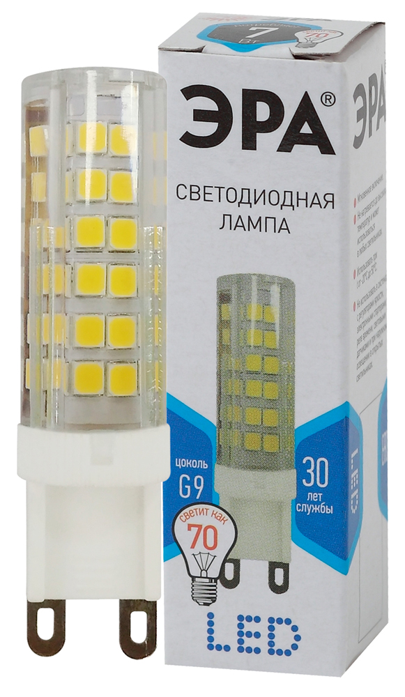 Лампа светодиодная капсульная ЭРА LED smd JCD-7W-CER-840-G9 560lm 4000К, Б0027866