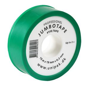 Лента тефлоновая JUMBOTAPE 15мм х 19мм х 0,20 мм UNIPAK резьба 2"
