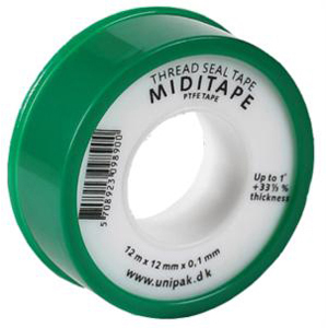 Лента тефлоновая MIDITAPE 12м х 12мм х 0,10 мм UNIPAK резьба 3/4" зел.