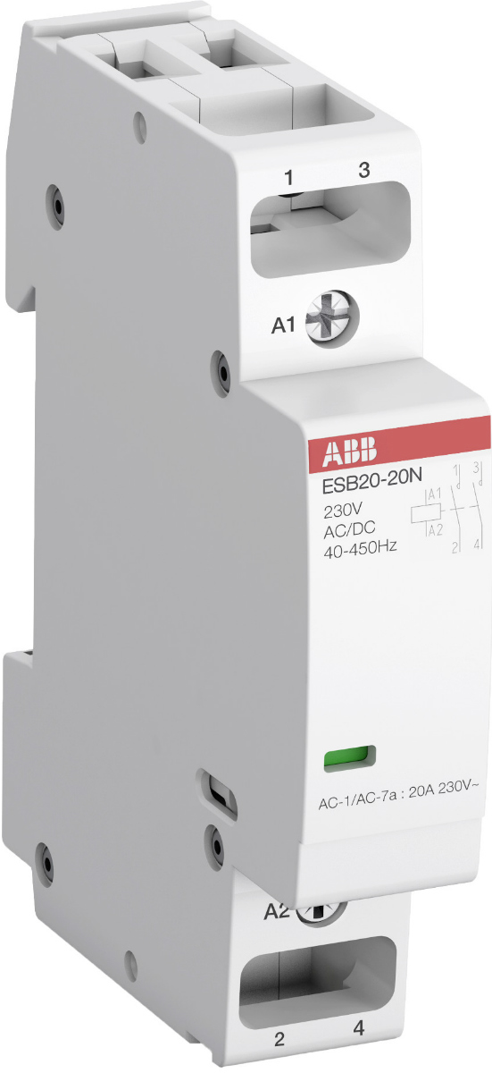 Модульный контактор ABB ESB20-20N-06 (20А АС-1, 2НО) катушка 230В AC/DC