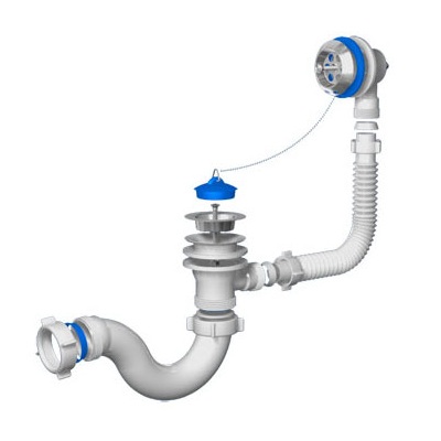 Сифон для ванны АНИ 1 1/2" с выпуском и переливом E150