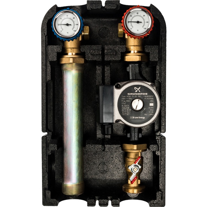 STOUT SDG-0001 Насосная группа с прямым контуром 1" с насосом Grundfos UPSO 25-65 в теплоизоляции