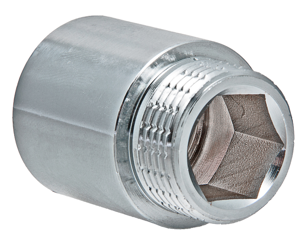 Удлинитель латунный (ХРОМ), внутренняя-наружная, VALTEC VTr.198.C.0625, 1"х25 мм