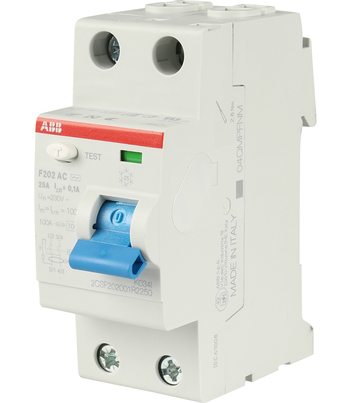 Устройство защитного отключения (УЗО) ABB F202, 2P, 25А, 300мA, тип AC, 2CSF202001R3250
