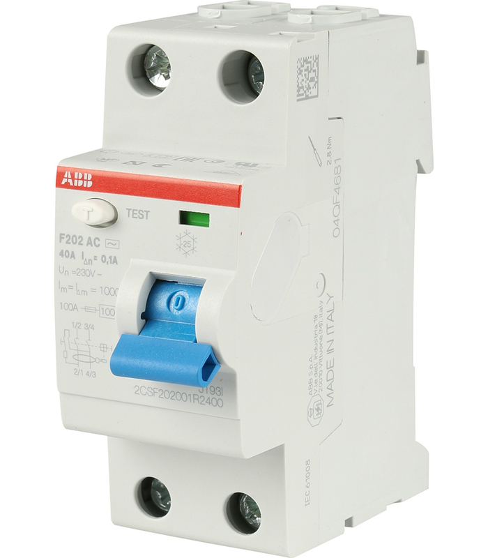Устройство защитного отключения (УЗО) ABB F202, 2P, 40А, 300мA, тип AC, 2CSF202001R3400