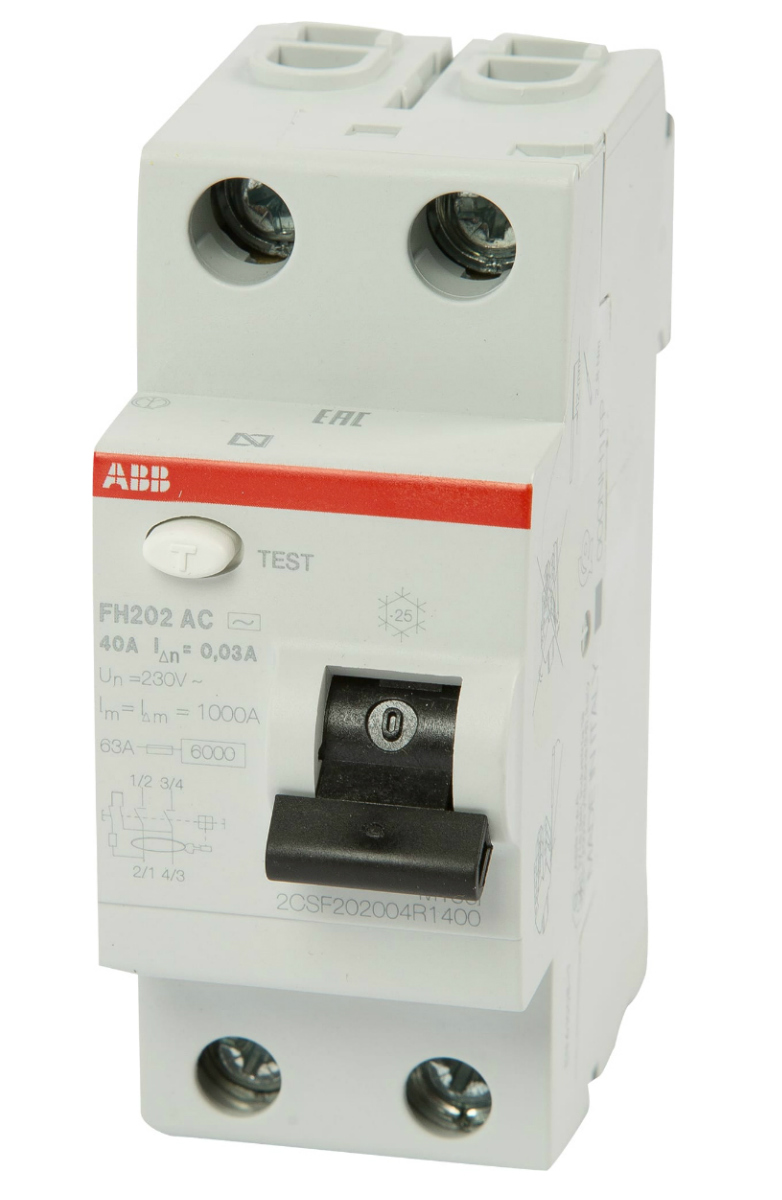 Устройство защитного отключения (УЗО) ABB FH202, 2P, 40А, 30мA, тип AC, 2CSF202004R1400 Устройство защитного отключения (УЗО) ABB FH202, 2P, 40А, 30мA, тип AC, 2CSF202004R1400