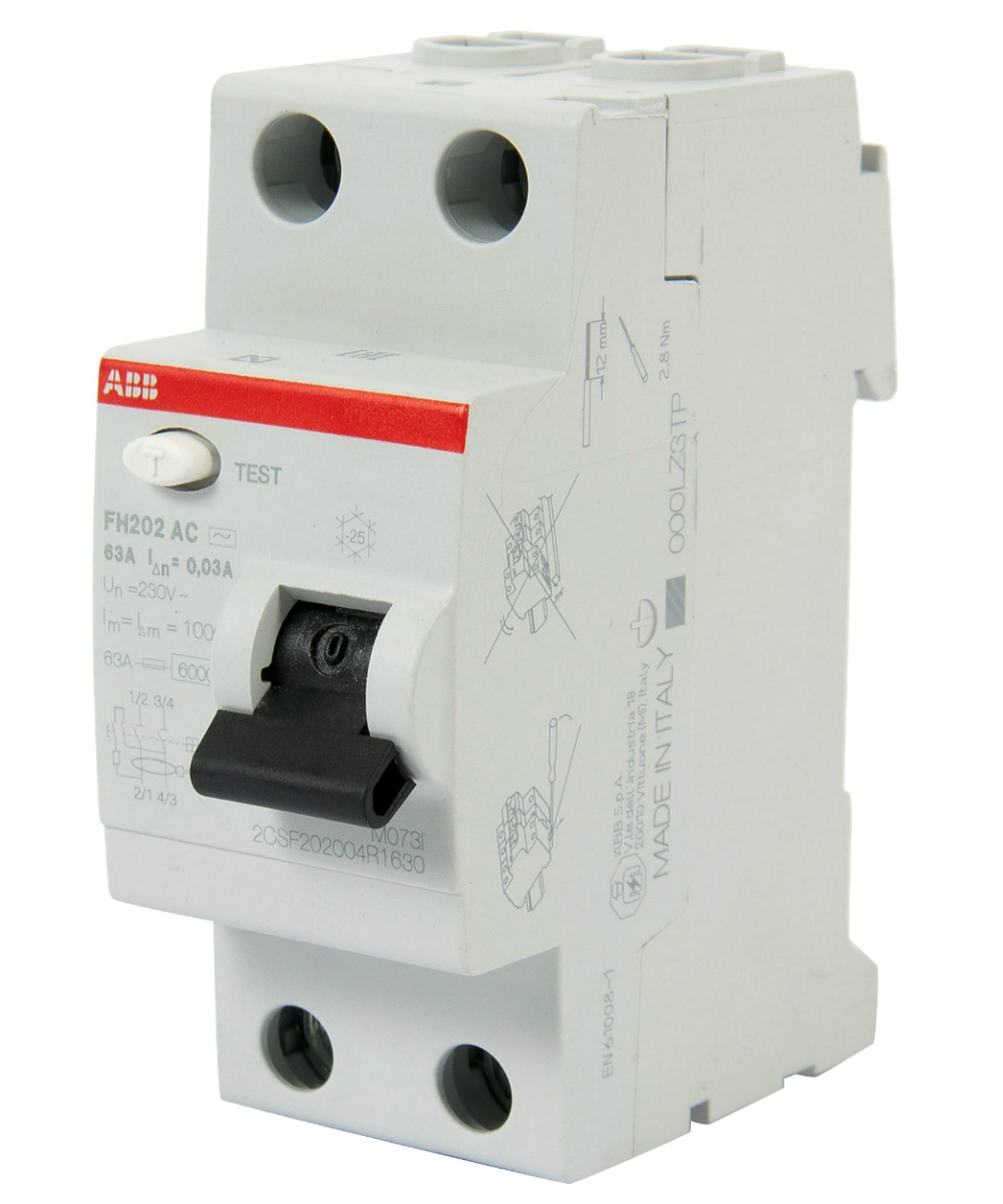 Устройство защитного отключения (УЗО) ABB FH202, 2P, 63А, 30мA, тип AC, 2CSF202004R1630