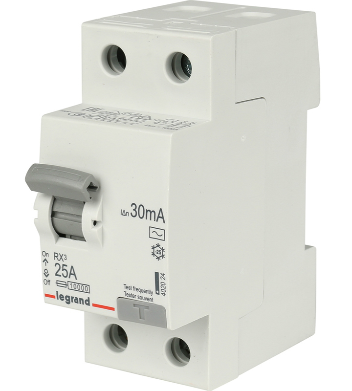 Устройство защитного отключения (УЗО) Legrand RX3, 2P, 25А, 30мA, тип AC, 402024 Устройство защитного отключения (УЗО) Legrand RX3, 2P, 25А, 30мA, тип AC, 402024