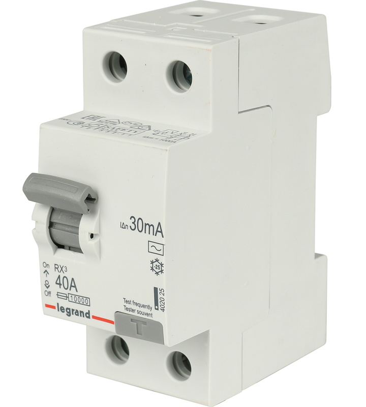 Устройство защитного отключения (УЗО) Legrand RX3, 2P, 40А, 30мA, тип AC, 402025 Устройство защитного отключения (УЗО) Legrand RX3, 2P, 40А, 30мA, тип AC, 402025