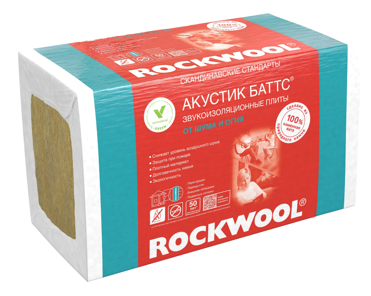 Утеплитель Rockwool Акустик Баттс 1000х600х50 мм, 10 шт